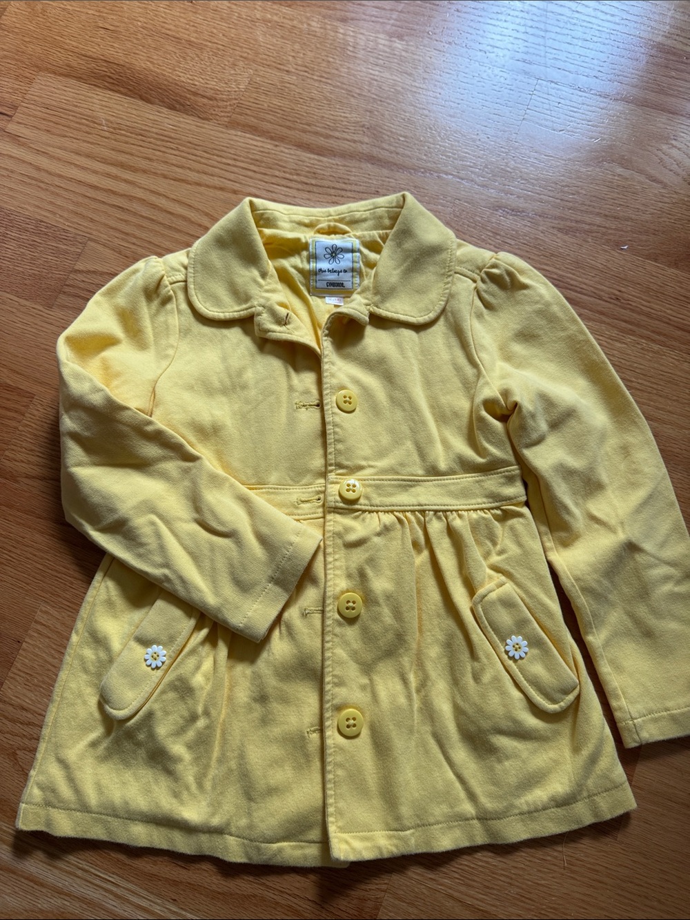Gymboree Girls' Yellow Button-Front Coat with Floral Pocket Accents